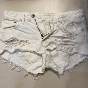 White jean shorts